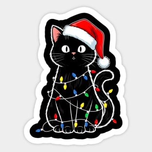 Christmas Cat Tangled in Lights - Funny Holiday Kitten Sticker